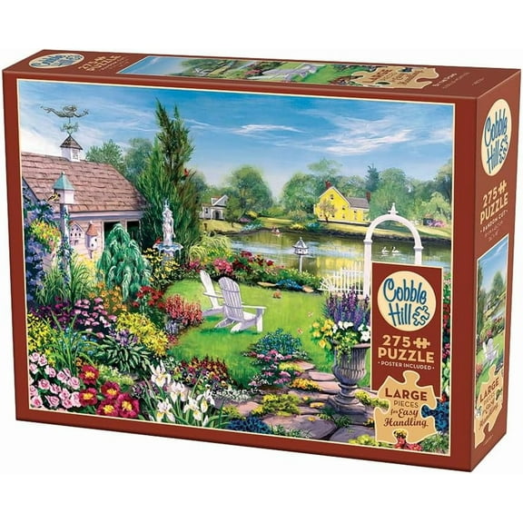 Cobble Hill 275 Piece Jigsaw Puzzle - By the Pond (Poster Included), Extra-Large Pieces