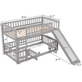 thumbnail image 2 of Harper & Bright Designs Twin over Twin Low Bunk Bed with Slide, Multifunctional Wooden Floor Bunk Bed Frame with Small Door for Boys Girls, Grey, 2 of 9