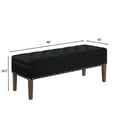 thumbnail image 7 of GZXS Black Velvet Upholstered Bench with Storage, Button-Tufted Bed/Window Bench with Nailhead Trim & Wood Legs, for Bedroom, Living Room, Entryway - 48"L x 18"W x 18.5"H, 7 of 7