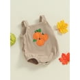 thumbnail image 3 of Newborn Baby Girls Boys Halloween Outfits Sleeveless Corduroy Pumpkin Face Overalls Rompers Button Jumpsuit Fall Clothes, 3 of 8