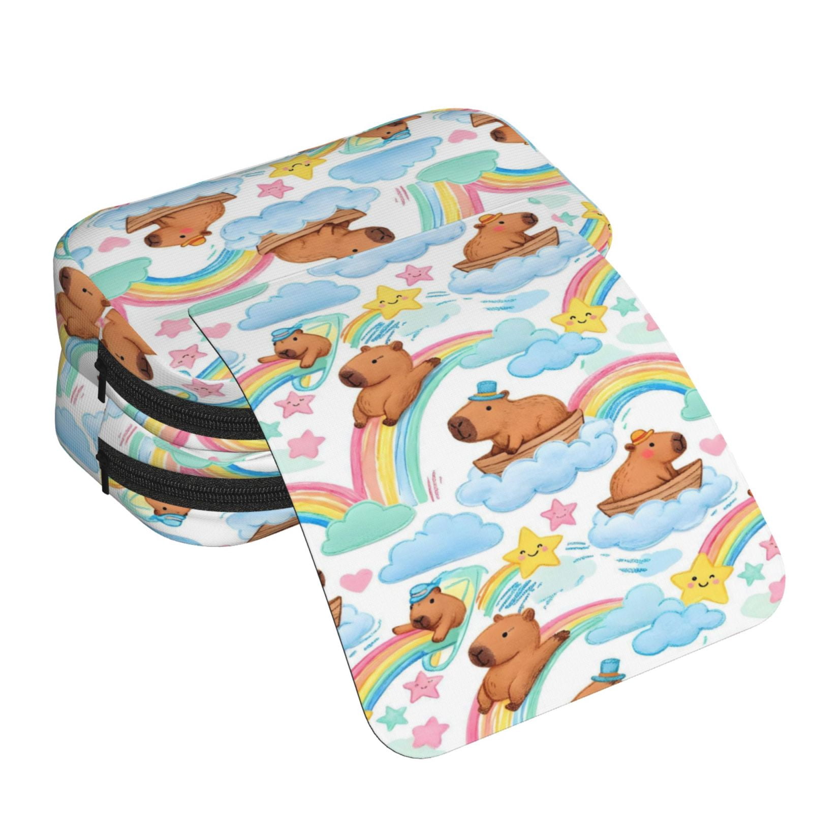 Large-Capacity Flip-Top Double-Layer Pencil Case, Multi-Functional Pocket Pen Case, Durable Stationery Organizer Capybara Pattern 4