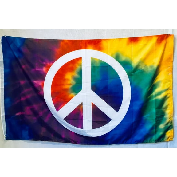 Tie Dye Peace Sign Flag 3'X5' Rough Tex® 100D