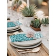 thumbnail image 5 of Teal Floral Cloth Napkins Set of 4 Reusable Dinner Napkins, Botanical Blossom Motif Boho Grey Stripes Cocktail Napkin Washable Table Napkins for Wedding/Holiday Party/Baby Shower 20"x20", 5 of 7