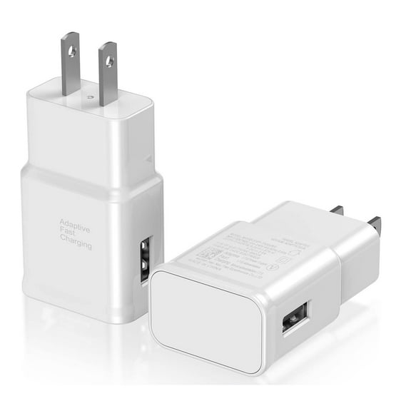 Emlimny Fast Charging USB White Wall Charger Adapter Compatible Samsung Galaxy S21 S20 S10 S6 S7 S8 S9 / Edge/Plus LG Quick Charge, Android Phone Travel Plug (2 Pack)