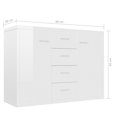 thumbnail image 4 of vidaXL Sideboard High Gloss White 88x30x65 cm Engineered Wood, 4 of 4
