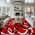 thumbnail image 3 of Non-Slip Rug Pad Rugs Abstract Stripe Black White on Red Rectangle Area Rugs 5x7Ft Soft Carpet Pads for Living Room Kids Room, Minimalist Geometric Curve Line, 3 of 9