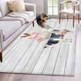 thumbnail image 3 of Rectangle Rug 4x6ft Area Rug, Cow Farmhouse Animal Area Rugs for Living Room Bedroom, Country Sheep Retro Plank Floor Mat Non-Slip Non-Shedding Carpet Indoor Accent Rugs, 3 of 9