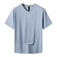 thumbnail image 1 of Camiseta de manga corta de seda helada para hombre - Camiseta deportiva de secado rápido - Poliéster transpirable, ropa informal para hacer ejercicio en interiores y exteriores, 1 of 8