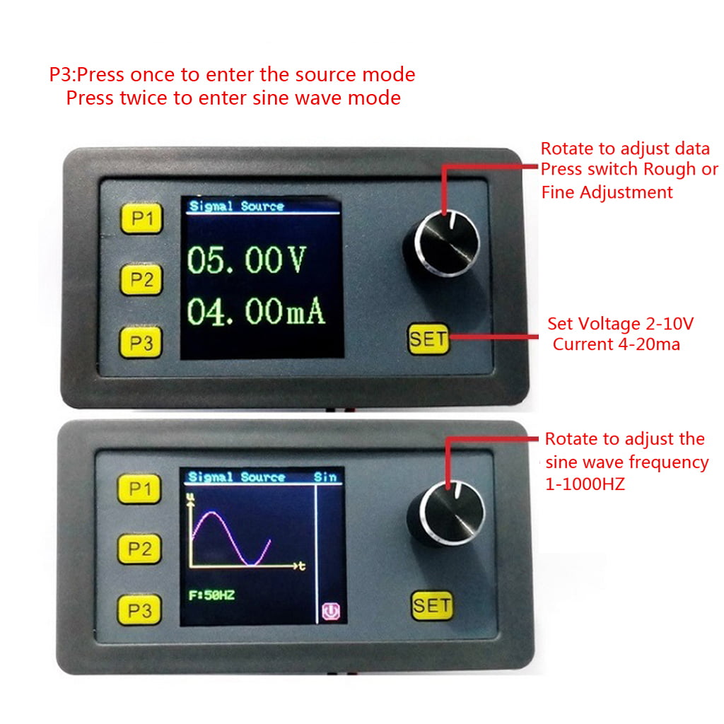 Signal Generator PWM Pulse Adjustable Module Sine Wave 1-1000Hz 4-20mA 2-10V LCD 