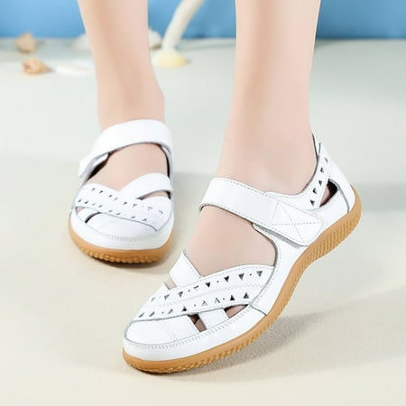 

Wavsuf Sandals for Women Casual Summer Breathable Hollow Out White Sandals Shoes Size 4.5