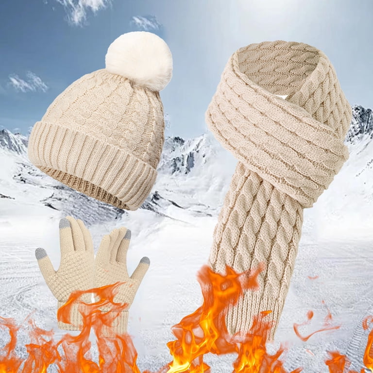 YESIMOLA Scarf Gloves Hat Set Women Winter Beanie Hat Scarf 