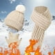 thumbnail image 2 of Conjunto de gorros y bufandas Prolriy para hombre y mujer, de lana cálida, para otoño e invierno, tres piezas, color beige, 2 of 4