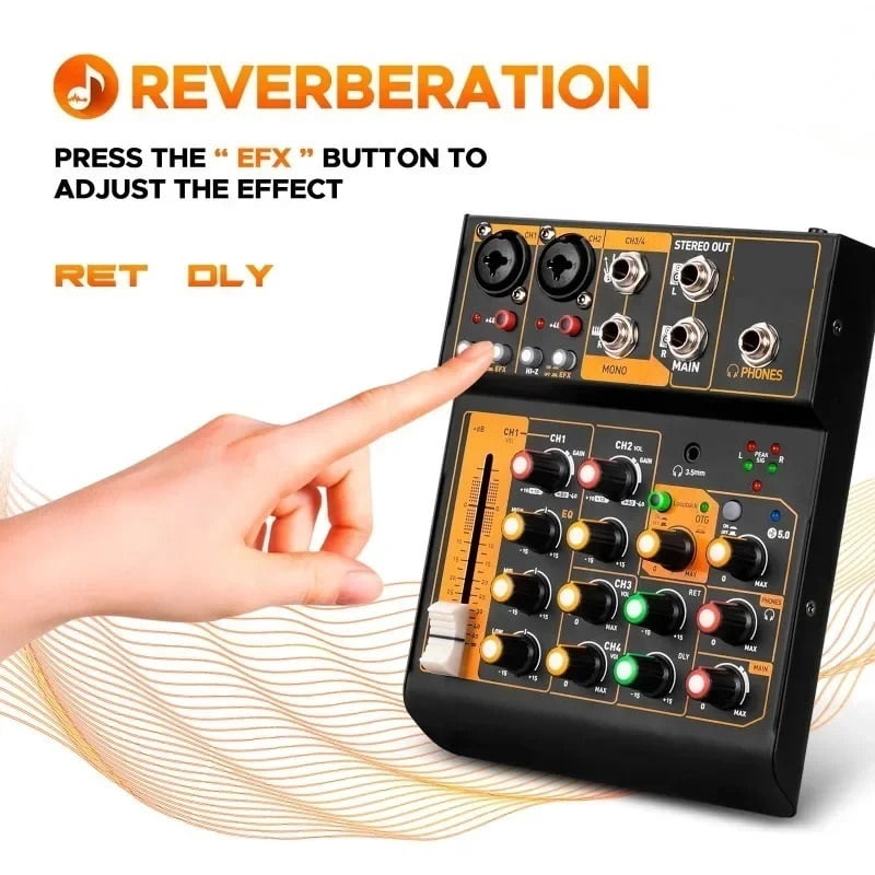 2Pcs Metal Mini4 Mixer Interface DJ Console Bluetooth 5.0 OTG Reverb 48V Sound Card