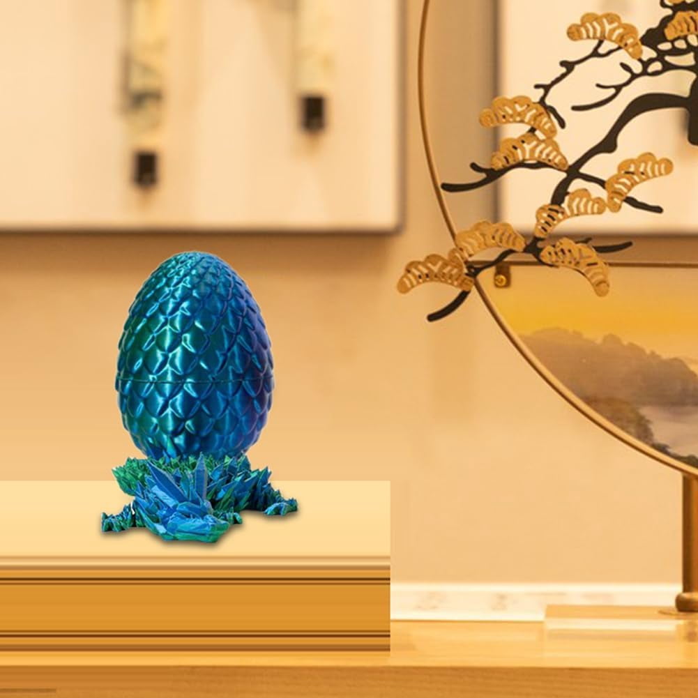 CHENGLI Oeuf De Dragon Magique Imprimé en 3D Dragon Et Œuf De Dragon en Cristal Entièrement Articulés Et Flexibles Modèle d'Ornement De Dragon Ornement De Dragon De Décoration De Maison (Violet