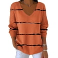 thumbnail image 4 of Womens Striped Long Sleeve Sweater 2026 Spring V-Neck Crop Tops Casual Soft Pullover Basic Tees Loose Fit Blouses, 4 of 6