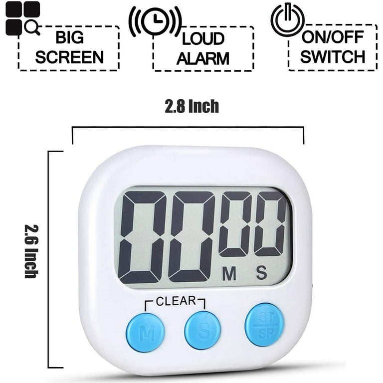 Rumcnjen kitchen timer digital cooking timers clock, on/off simple  operation, big digits, loud alarm, magnetic