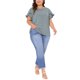 thumbnail image 2 of Blusas de verano para mujer de talla grande Agnes Orinda, con volantes, manga corta, cuello redondo, camisetas casuales, 1X gris azul, 2 of 5