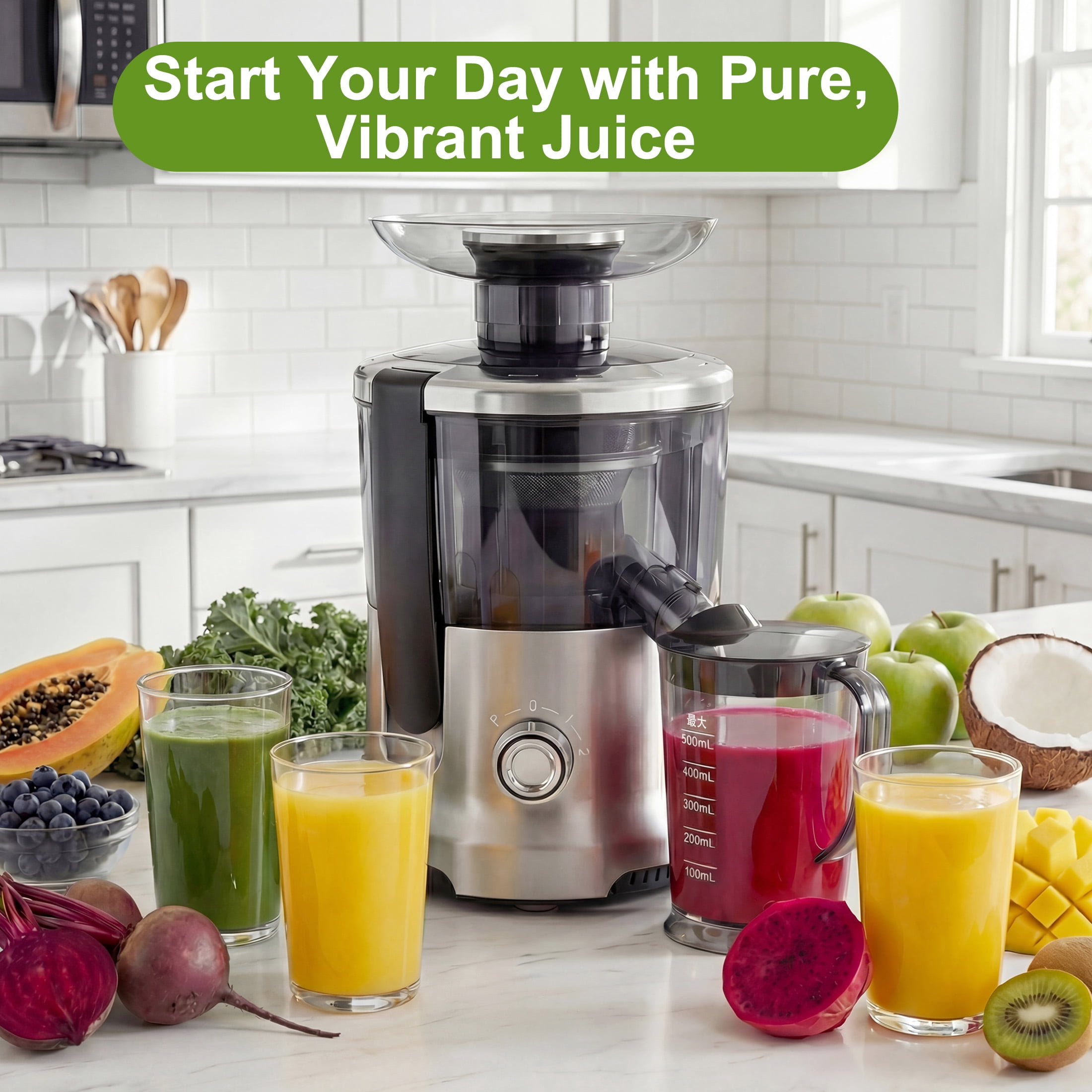 EDX 600W Centrifugal Juicer Extractor, 220V/120V Dual Voltage 60Hz, 2L Large Capacity, 17000RPM High Speed for Fruits & Vegetables, Easy to Clean, Ideal for Home Daily Use