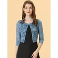 thumbnail image 2 of DARING DIVA Leisure Allover Floral Lace Crop Shrug Cardigan XS Grey Blue, 2 of 6