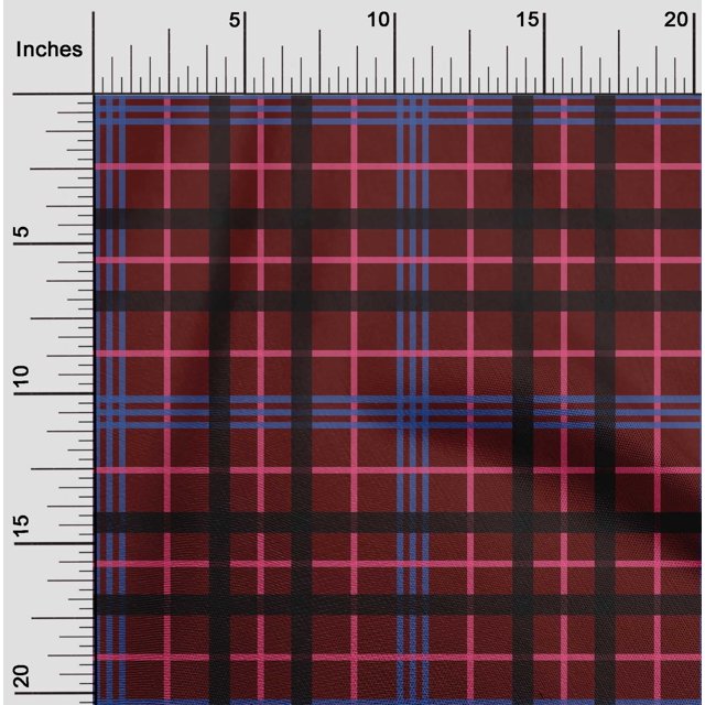 oneOone Silk Tabby Maroon Fabric Madras Check Sewing Craft Projects Fabric Prints By Yard 42 Inch Wide