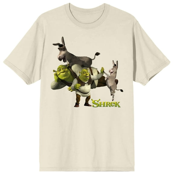 Shrek Donkey and Shrek Men's Natural Short Sleeve Tee-Medium