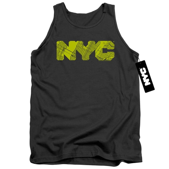 New York City Nyc Map Fill Adult Tank Top Charcoal