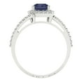 thumbnail image 4 of 1.935 ctw with Simulated Diamond Halo Accents Anniversary Ring for Women | Emerald Cut Simulated Blue Sapphire | Hyperallergenic Solid 18K White Gold, 4 of 5