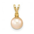 thumbnail image 6 of Auriga 14K Yellow Gold 6-7mm Round Pink Cultured Pearl Diamond Pendant for Women (W-6.5mm), 6 of 6