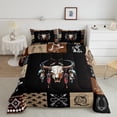 thumbnail image 2 of Homewish Boys Girls Bull Skull Full Size Comforter Sets 3-Piece,Western Horseshoe Boots Bedding Comforter Set,Bohemian Aztec Lightweight Bedding Sets,Luxury Bedroom Decor,Reversible, 2 of 8