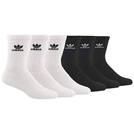 adidas Originals Men's Trefoil Crew Socks (6-Pair), White/Black Black/White, Large, (Shoe Size 6-12)