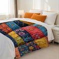 thumbnail image 3 of Sherpa Fleece Throw Blanket 30" x 40" Reversible Plush Fluffy Blanket, Double-Layer Super Soft Flannel Blanket for Sofa, Couch, Bed, Patchwork Floral Pattern, 3 of 8