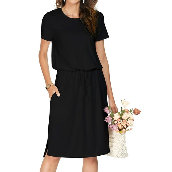 Vestido casual Simier Fariry Summer Black con bolsillo para mujer