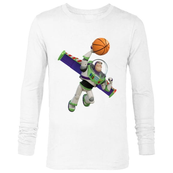 Disney Toy Story Buzz Lightyear Basketball - Long Sleeve T-Shirt for Men - Customized-White
