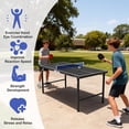 thumbnail image 6 of 5FT Outdoor Ping Pong Table, SHINPT Table Tennis Table with Net and Paddles, 5ft Portable Ping Pong Table Set for Backyard, Patio, Basement, Waterproof Mini Ping Pong Table for Party/Family Games, 6 of 10