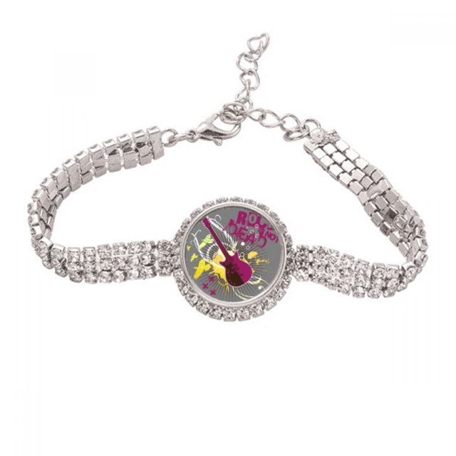 Rock Music guitar music instrument Pulsera de tobillera de cadena de tenis, joyería de diamantes