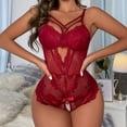 thumbnail image 5 of BONIXOOM Matching Pajamas For Couples Womens Pajamas Sleepwear None Sleeveless Solid Jumpsuit Wine S, 5 of 7