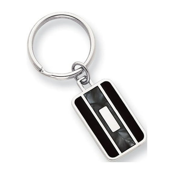 Rhodium-plated Kelly Waters Black & Grey Colored Key Ring; for Adults and Teens; for Women and Men