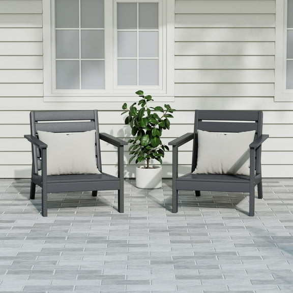 WestinTrends Avalon Outdoor Patio HDPE Deep Seating Armchair (Set of 2), Gray