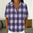 thumbnail image 6 of Guluxicc Polo Shirts for Women 3/4 Sleeve Plaid Trendy Tops Summer V Neck T Shirts Fashion Clothing, 6 of 7