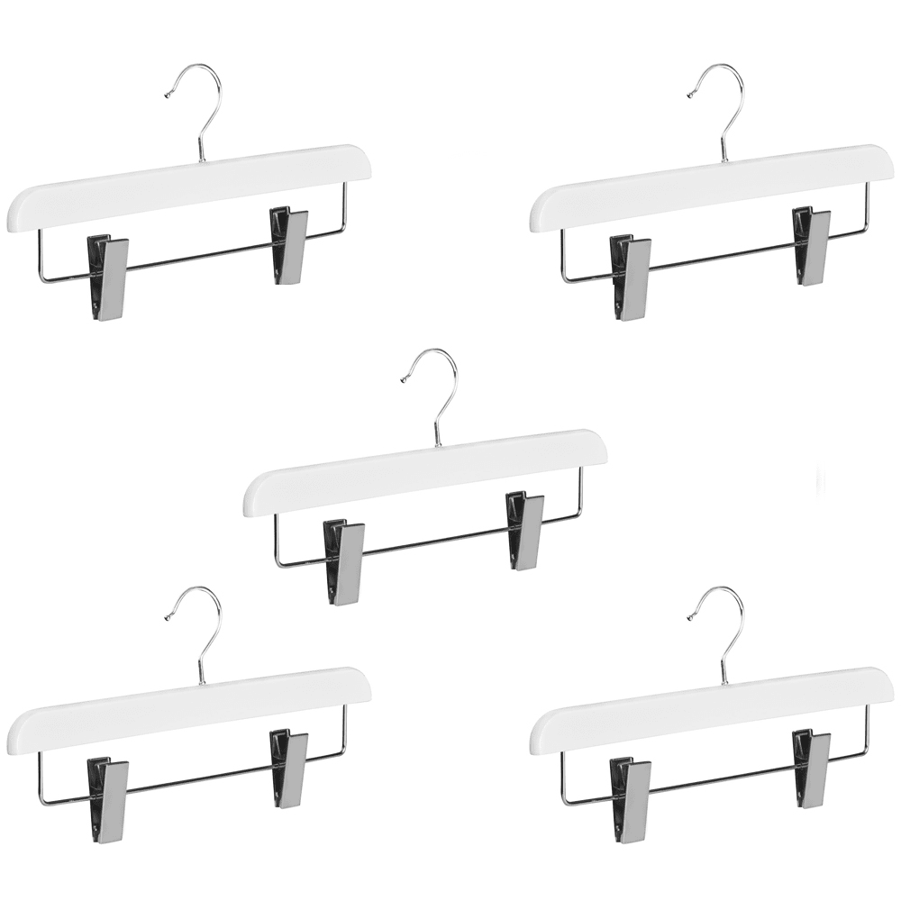 YBM Home White Plastic Clothing Hangers with Adjustable Clips Steel Frame, Set of 5