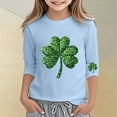 thumbnail image 2 of CONZONE St. Patrick'S Day Toddler Baby Girls T Shirts 3/4 Sleeve Fashion Clover Graphic Tee Shirt for Girls Crew Neck Soft Loose Childrens Spring Tops, 2 of 4