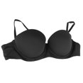 thumbnail image 3 of Sujetador de media copa ajustable y transpirable para mujer, sin costuras, fruncido, suave, con aros, para fiestas, citas, color negro 38/85AB, 3 of 15