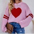 thumbnail image 5 of JINMGG 2024 Fall Winter Plus Size Sweaters for Women Clearance,Women's Loose Round Neck Pullover Love Long Sleeve Sweater, 5 of 7