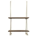 thumbnail image 3 of Wall Hanging Shelf for Plants, 2 Tier Floating Rope Shelves with Hooks, Boho Wall Decorations, 3 of 7
