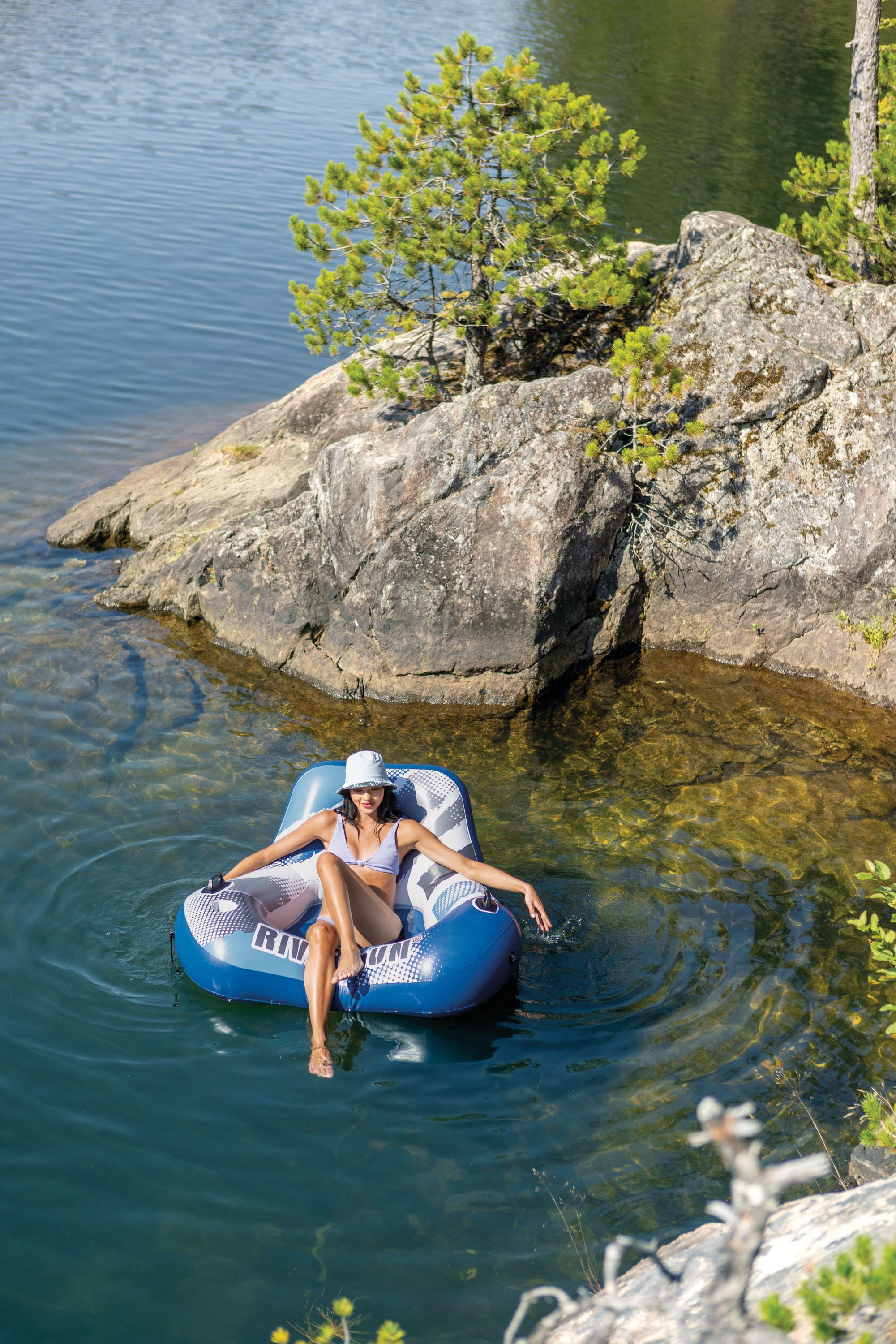 Intex River Run I Wedge Inflatable Floating Water Lounge with Quick Connects and Intex Mega Chill 2 Cooler with Cup Holders and Quick Connects