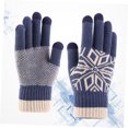 thumbnail image 5 of HOOWIFFY 1 Pair Blue Knitted Winter Gloves for Men, Thermal Driving Gloves for Cold Weather, 5 of 6