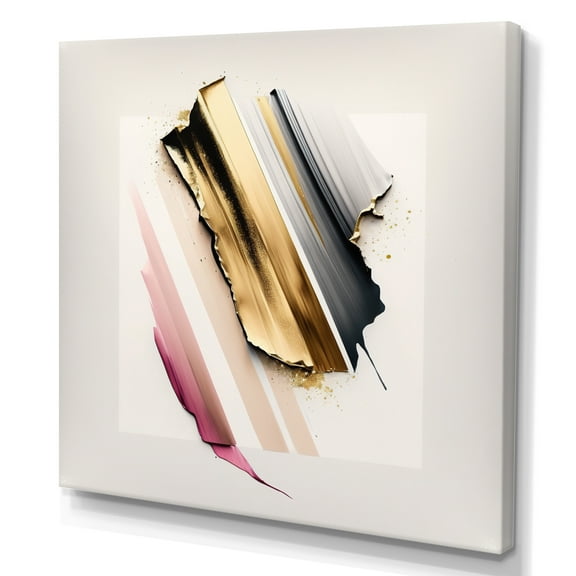 Designart Abstract Geode Watercolor Gold II Canvas Wall Art