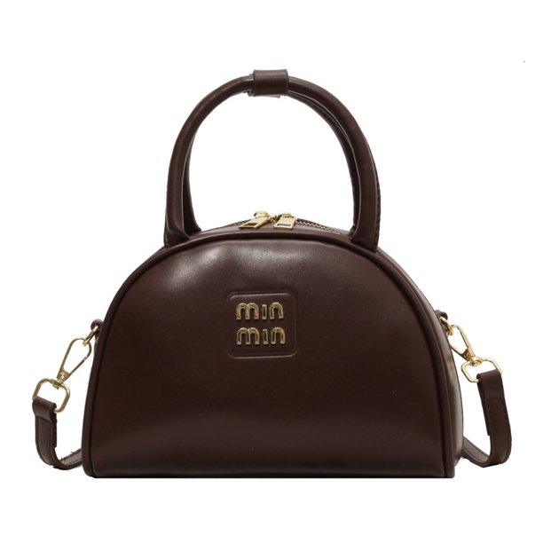 Bolso de mano retro Maillard para mujer, estilo bowling, color liso, nueva tendencia 2025, versión coreana, bolso de almohada, bolso bandolera versátil.