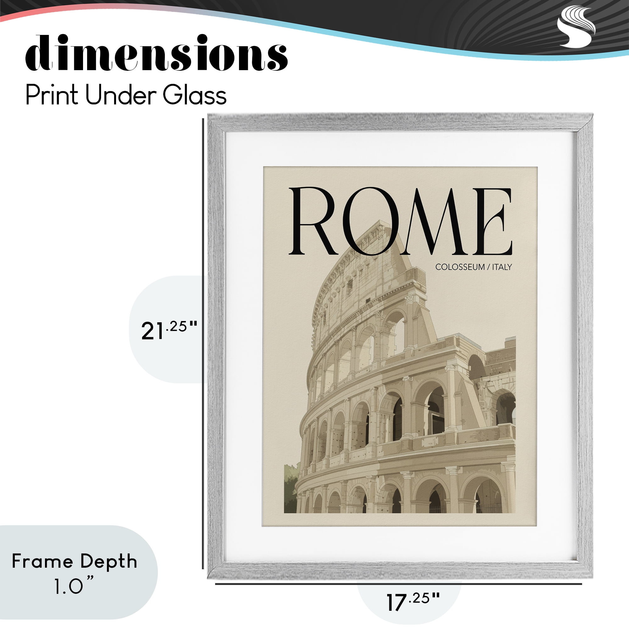 Stupell Industries Vintage Rome Colosseum Gray Framed Print Under Glass, design by Andreas Magnusson
