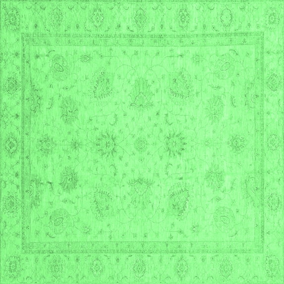 Ahgly Company Indoor Square Oriental Emerald Green Traditional Area Rugs, 3' Square